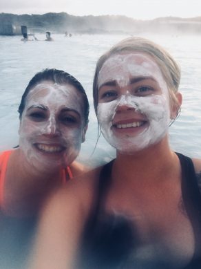 Clare and Hannah in the Blue Lagoon, Iceland